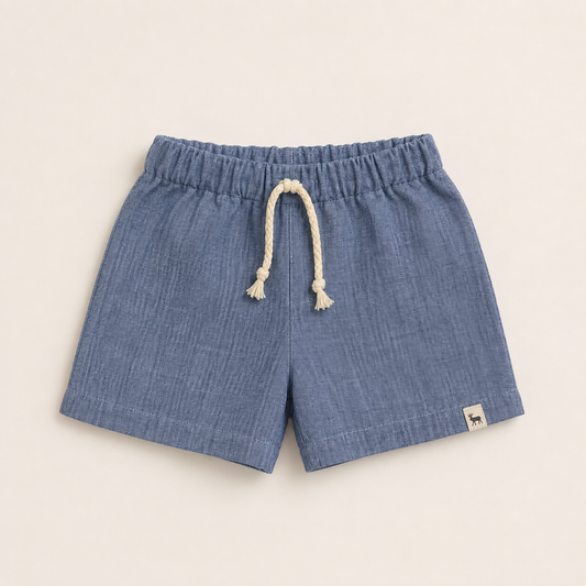 Short Bebê Linho Beach Azul Jeans