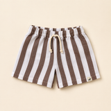 Short Bebê Linho Beach Listras Mocha