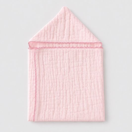 Toalha De Banho Bebê Soft Algodão Bordado Rosa