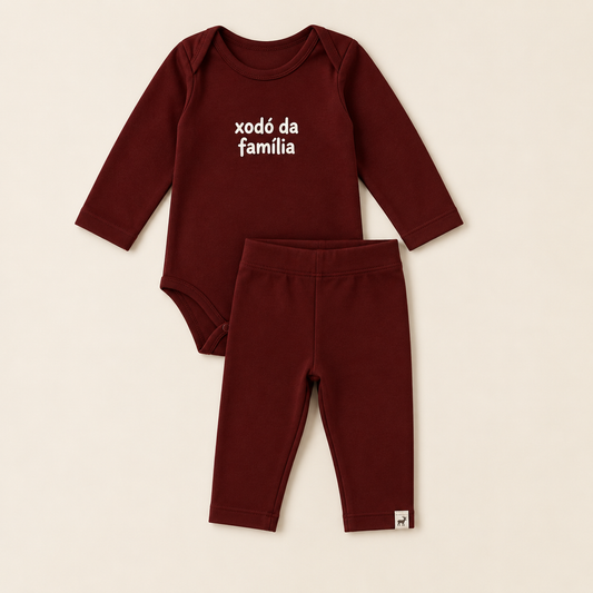 Conjunto Orgânic Algodão Xodó Bordô