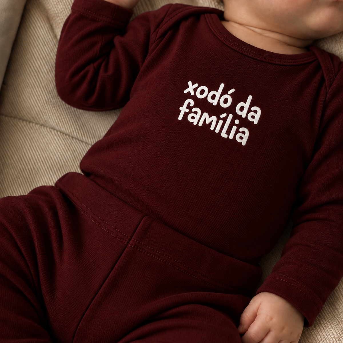 Conjunto Orgânic Algodão Xodó Bordô