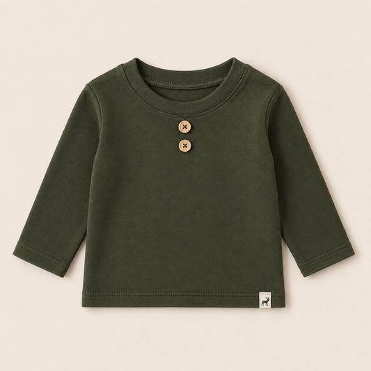 Camisa Buttons Musgo Longo