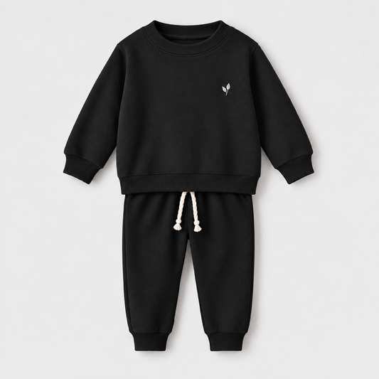 Conjunto Bebê Moletom Comfy Garden Black