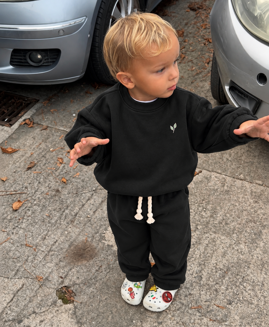 Conjunto Bebê Moletom Comfy Garden Black