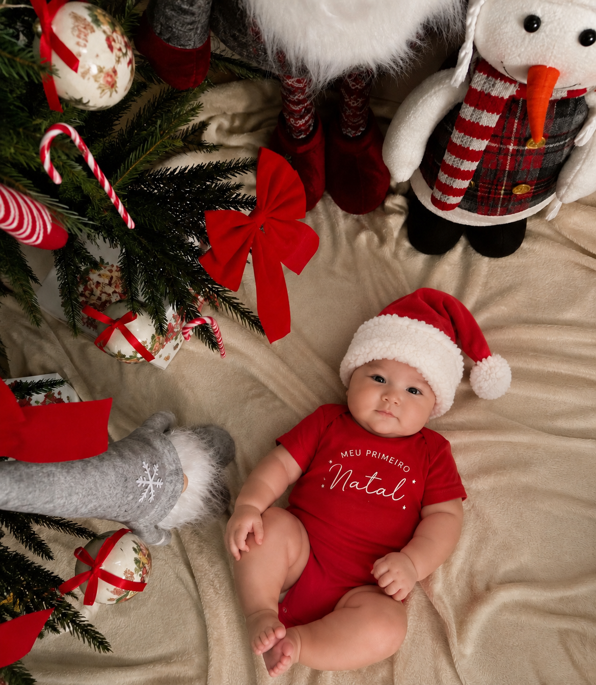 Conjunto Bebê Algodão Meu Primeiro Natal Red