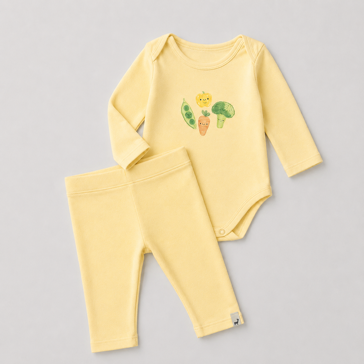 Conjunto Orgânic Algodão Legumes Yelow