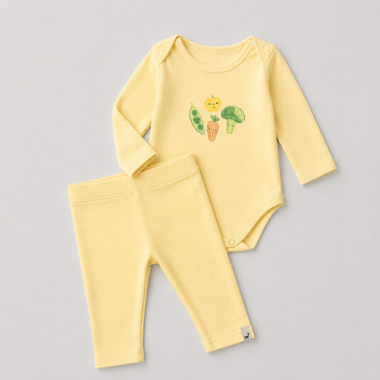 Conjunto Orgânic Algodão Legumes Yelow