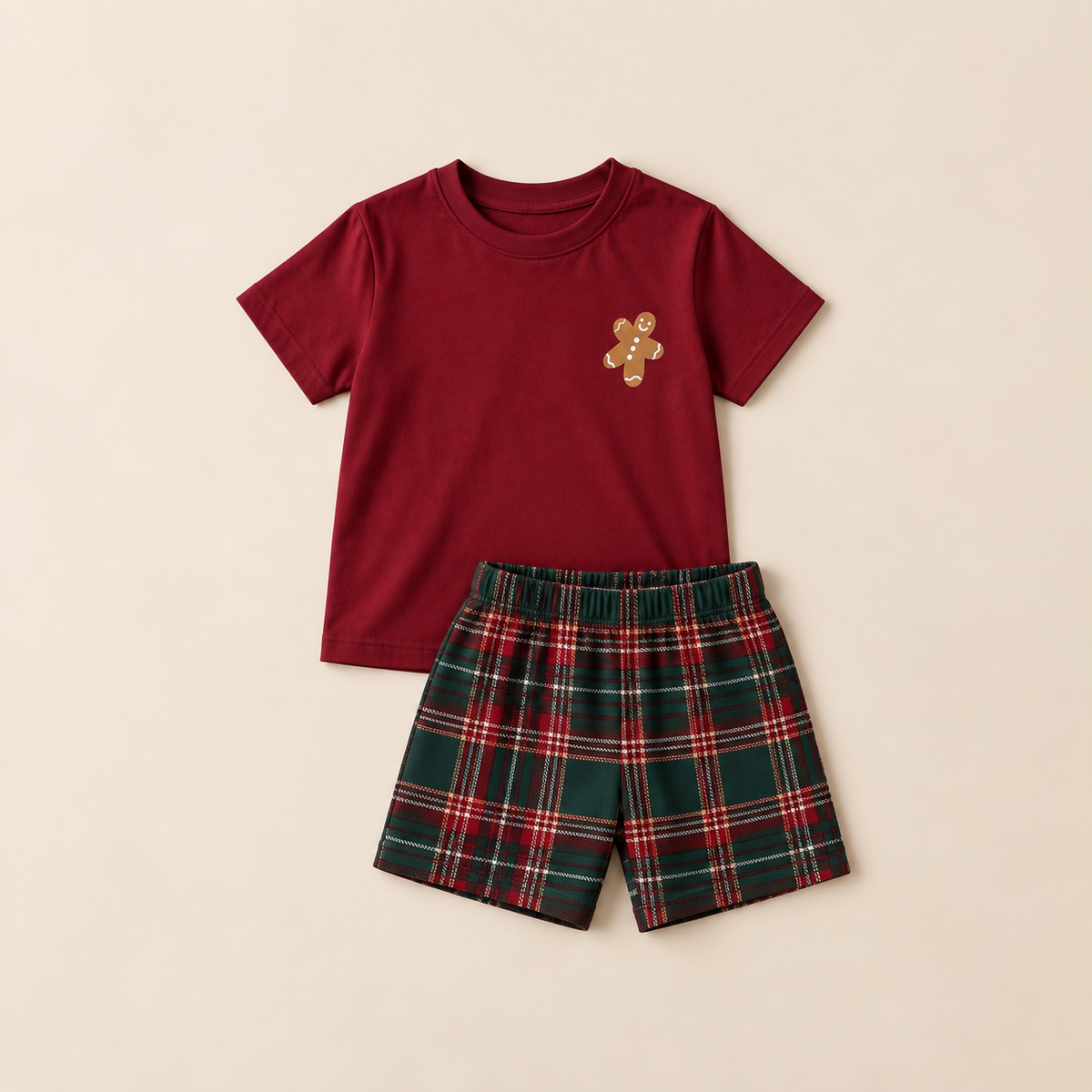 Pijama Bebe Infantil Gingerbread Natal Xadrez