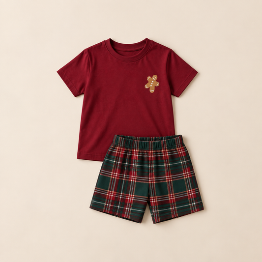Pijama Bebe Infantil Gingerbread Natal Xadrez