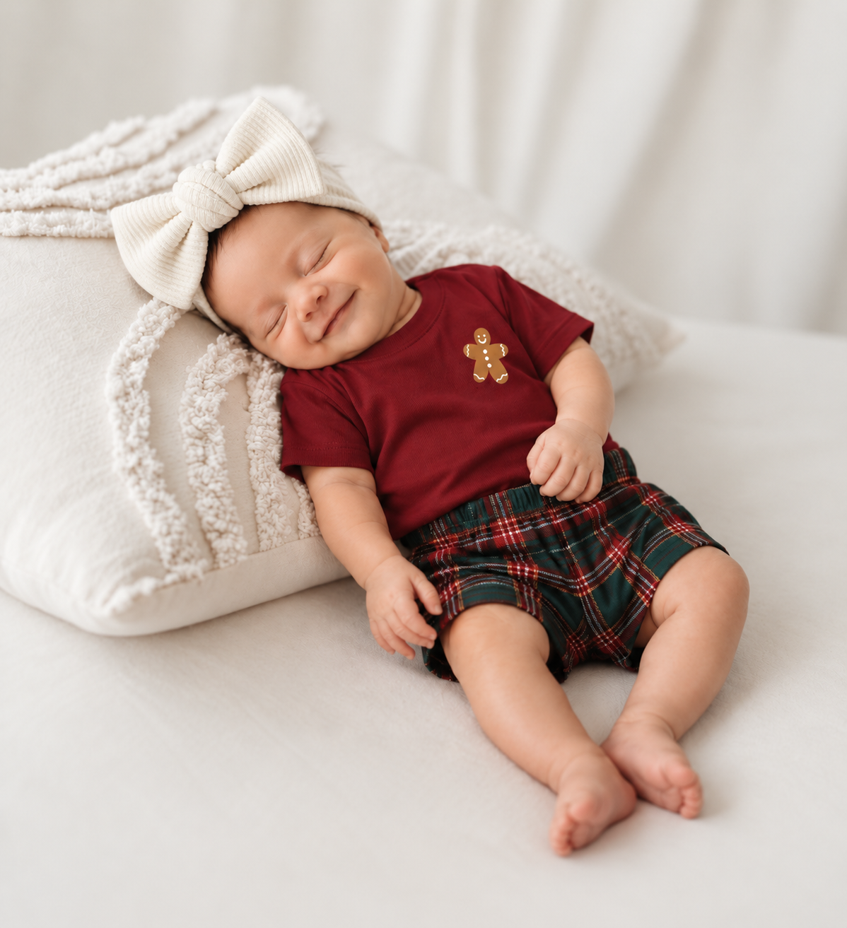 Pijama Bebe Infantil Gingerbread Natal Xadrez