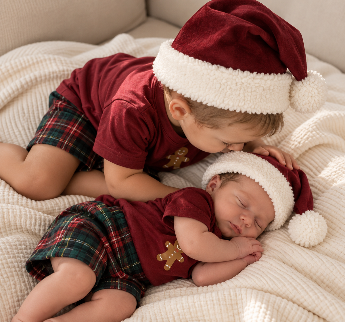 Pijama Bebe Infantil Gingerbread Natal Xadrez