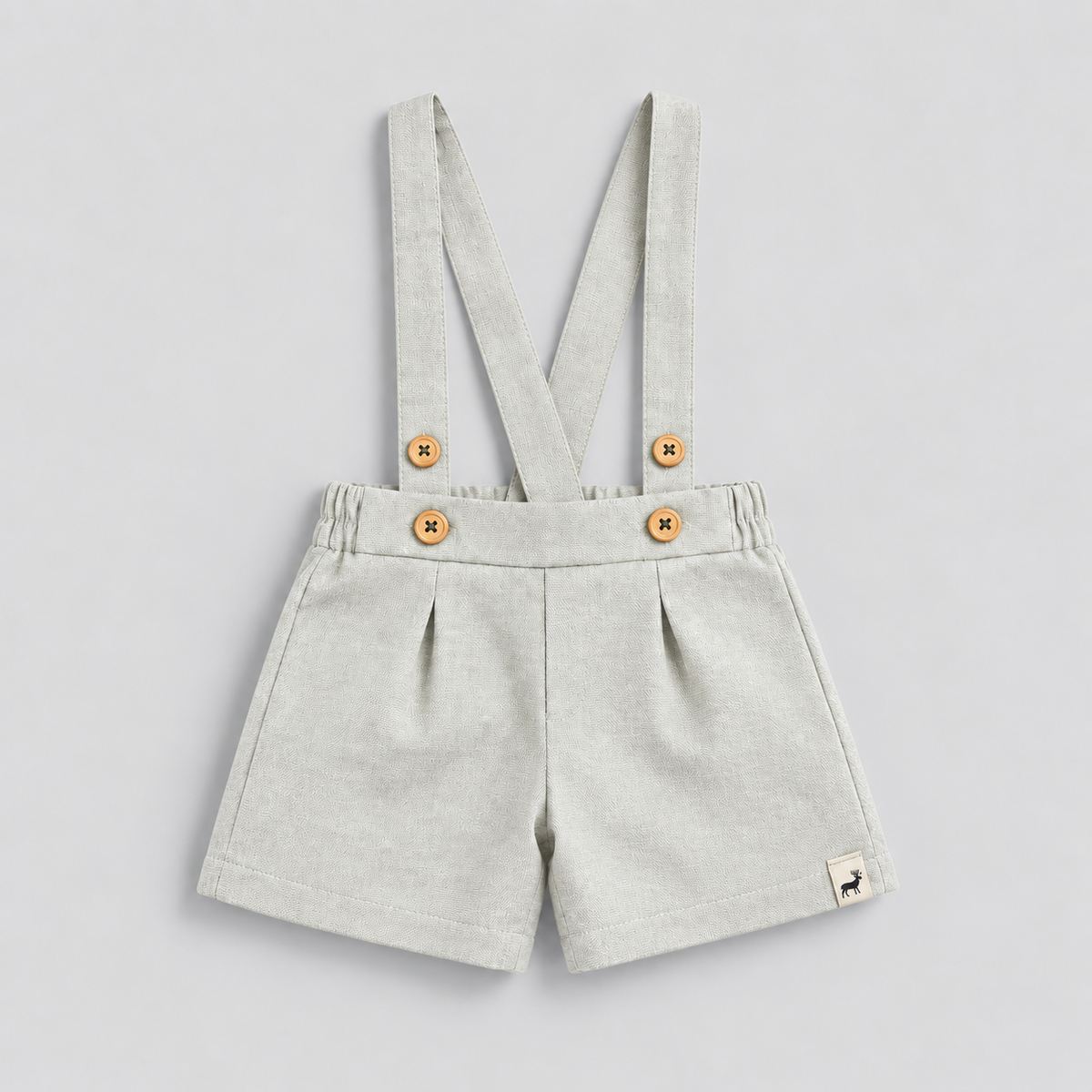 Raw Linen Style Suspender Shorts