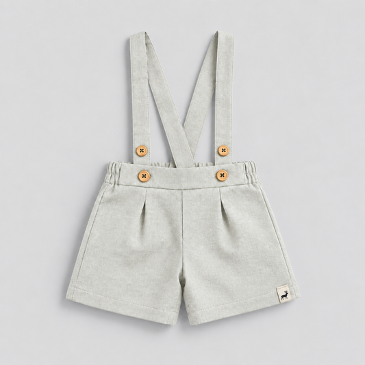Raw Linen Style Suspender Shorts