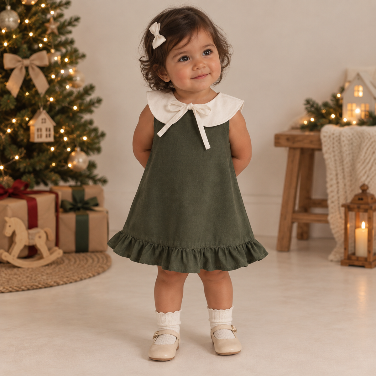 Vestido Infantil Algodão Petite Musgo