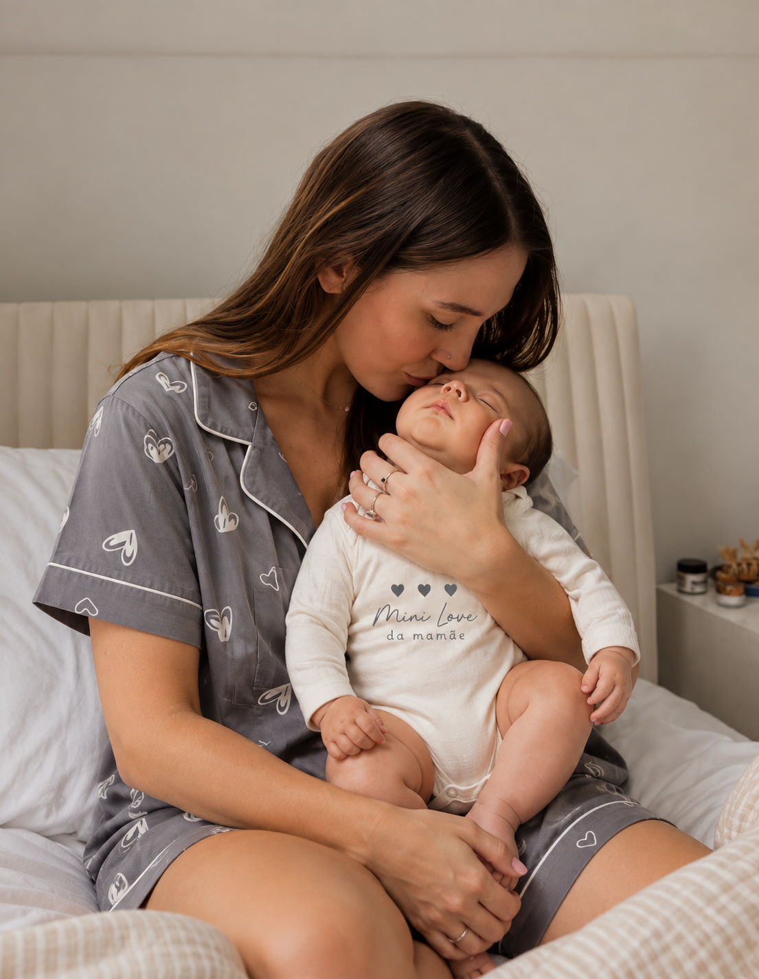 Pijama Feminino Curto Aberto Margot Amour Cinza