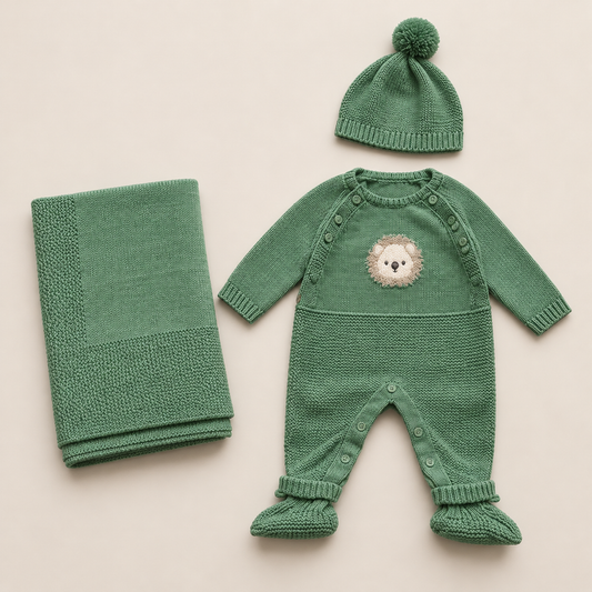 Kit Saída Maternidade Tricot Lion Green