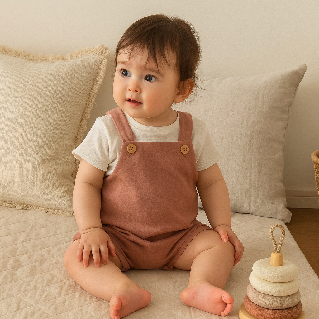 Jardineira Bebê Leif Linho Rose