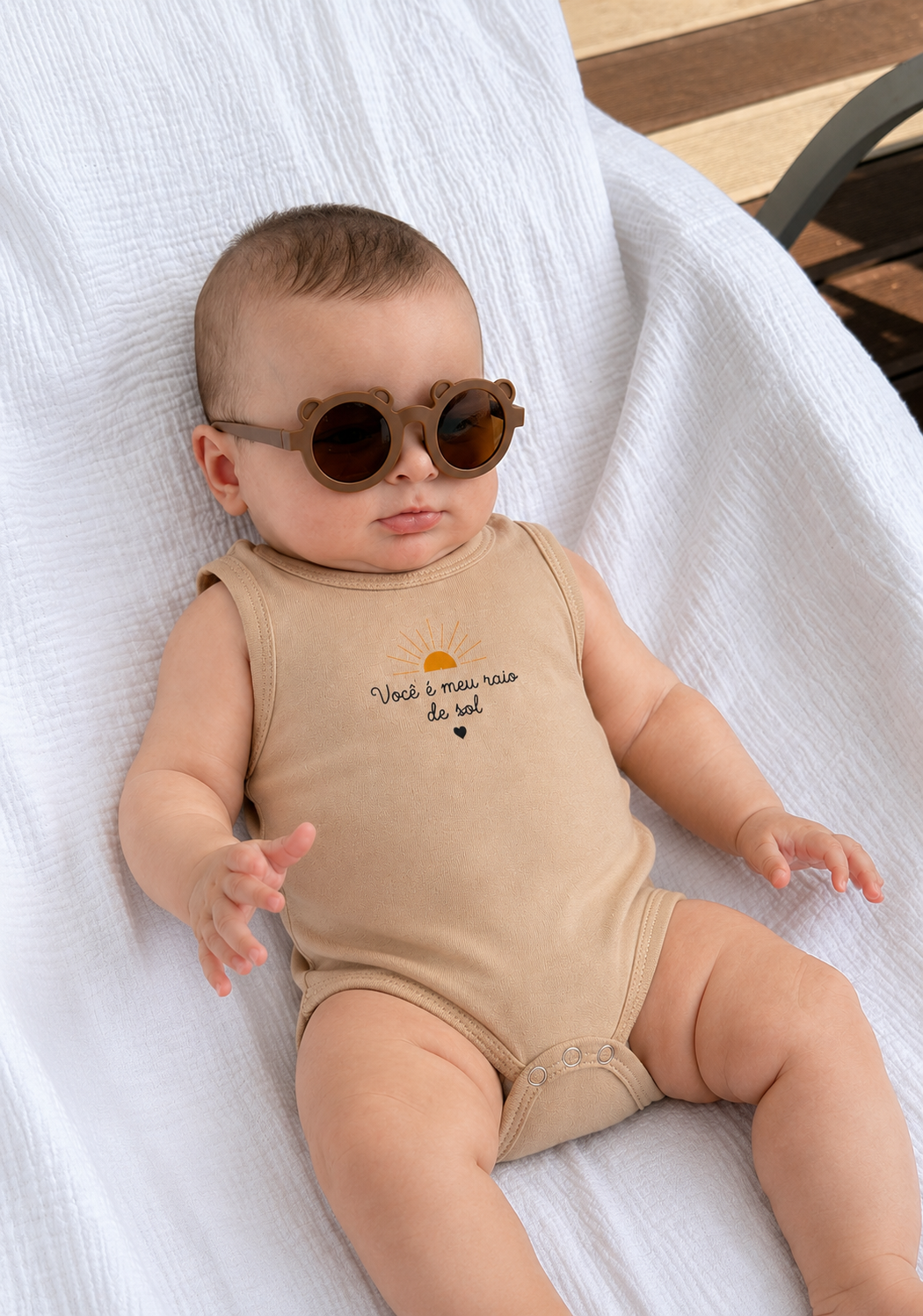 Body Regata Algodão Raio de Sol Bege