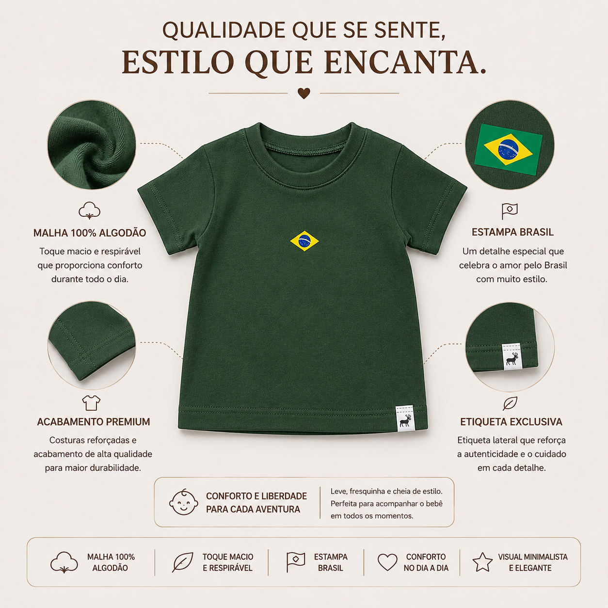 Camisa Brasileirinho Minimal Musgo