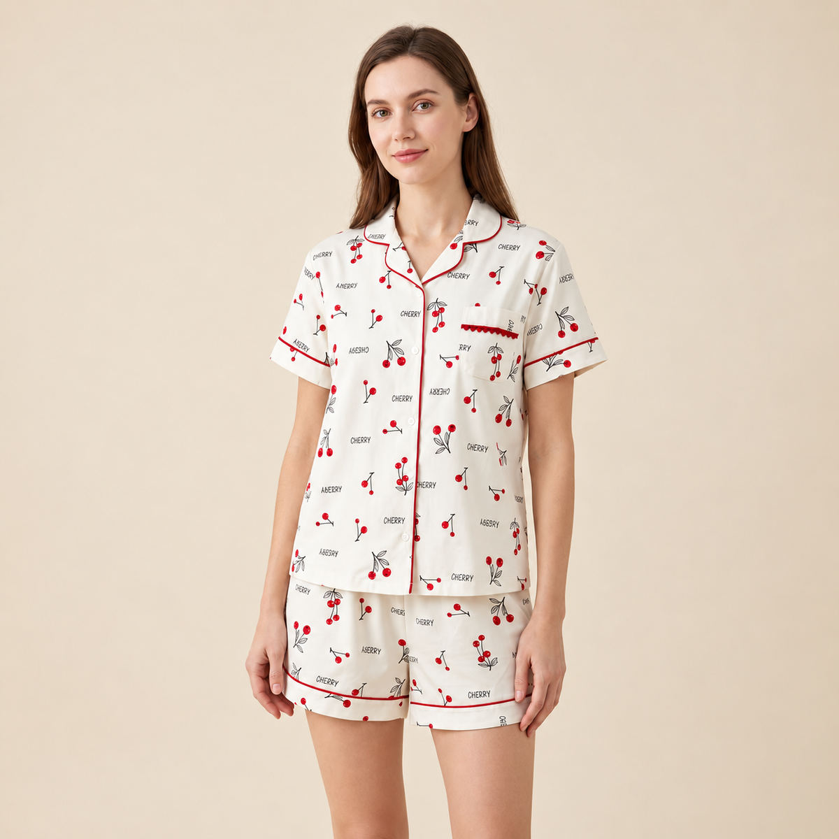 Pijama Feminino Curto Aberto Maman Cherry