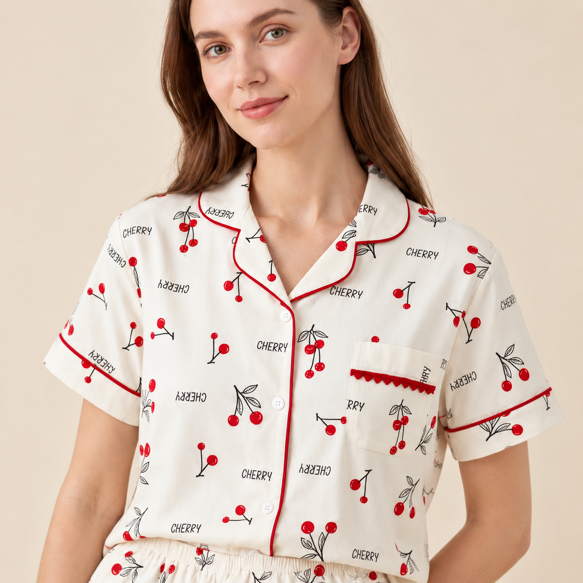 Pijama Feminino Curto Aberto Maman Cherry