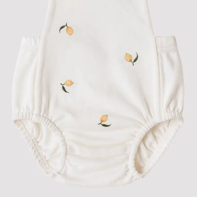 Jardineira Bebê Algodão Lemon White