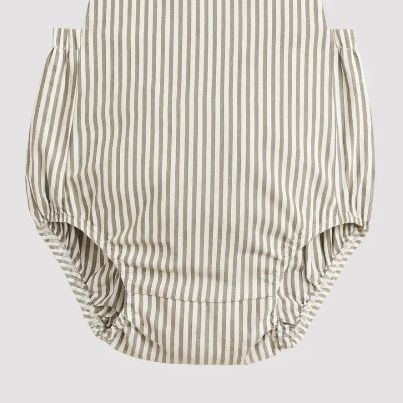 Jardineira Bebe Algodao Listras Musgo