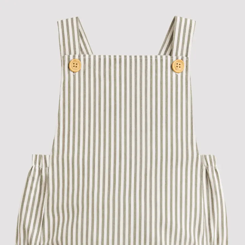 Jardineira Bebe Algodao Listras Musgo