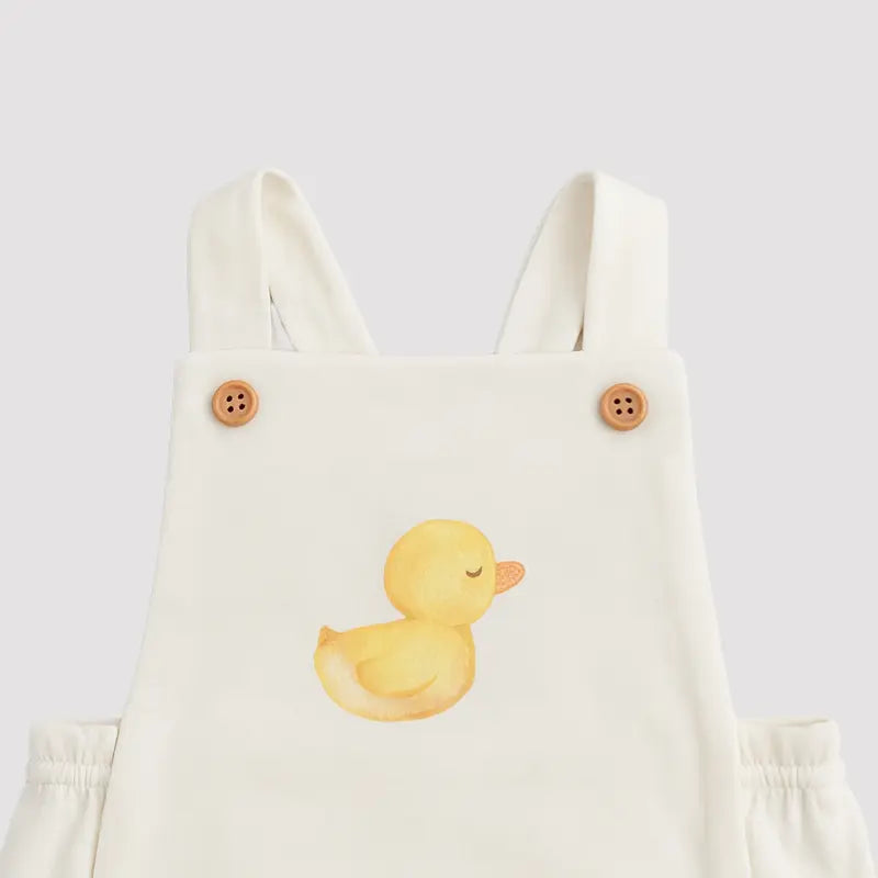 Jardineira Bebe Algodao Patinho