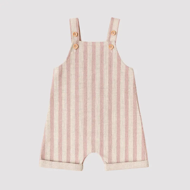 Jardineira Bebê Beach Linho Rosa