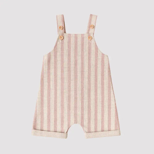 Jardineira Bebê Beach Linho Rosa