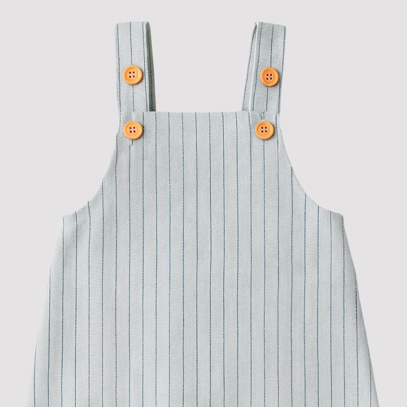 Jardineira Bebê Leif Listras Cinza