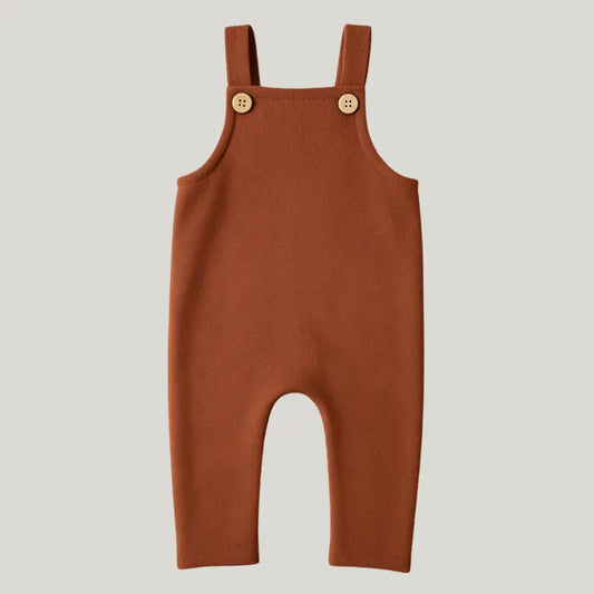 Jardineira Bebe Moletom Ocre