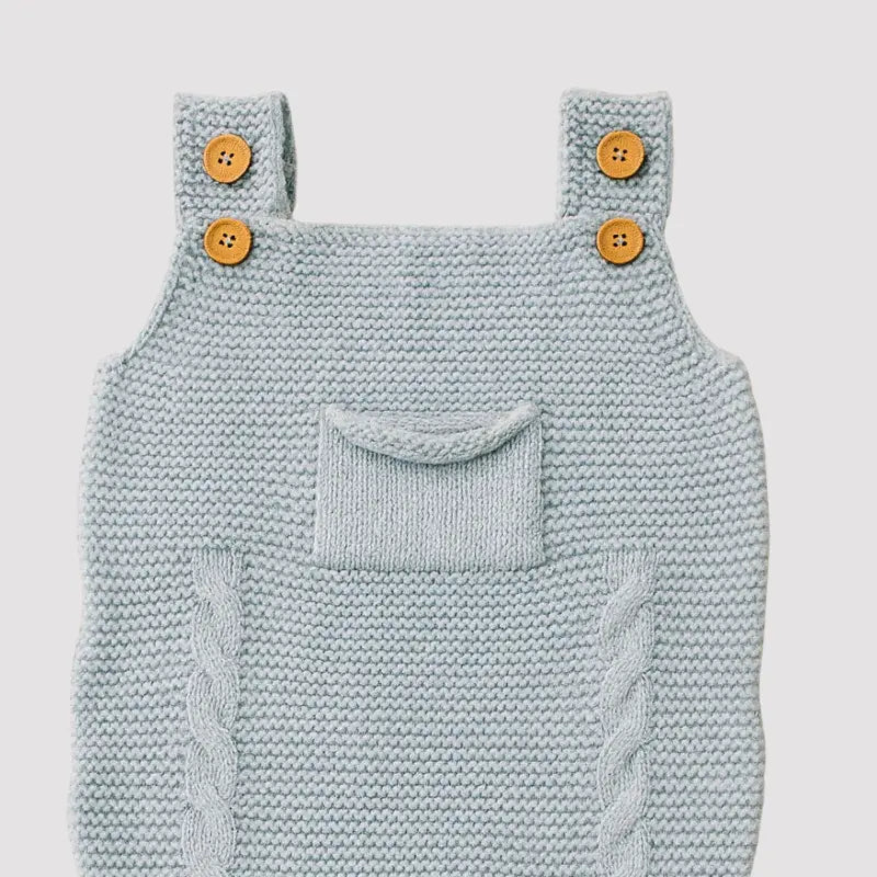 Jardineira Bebe Tricot Sweet Blue