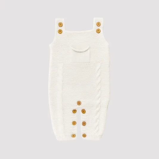 Jardineira Bebê Tricot Sweet Off White