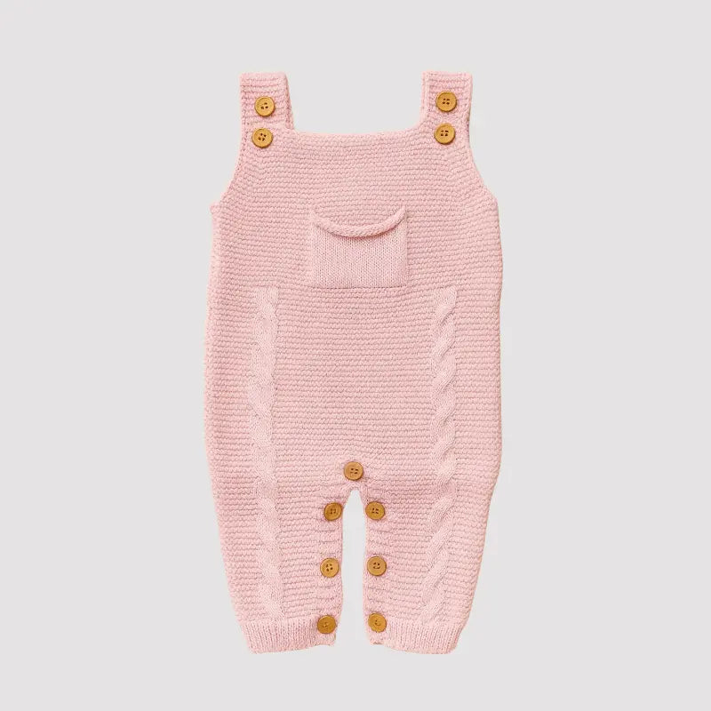 Jardineira Bebe Tricot Sweet Rosa