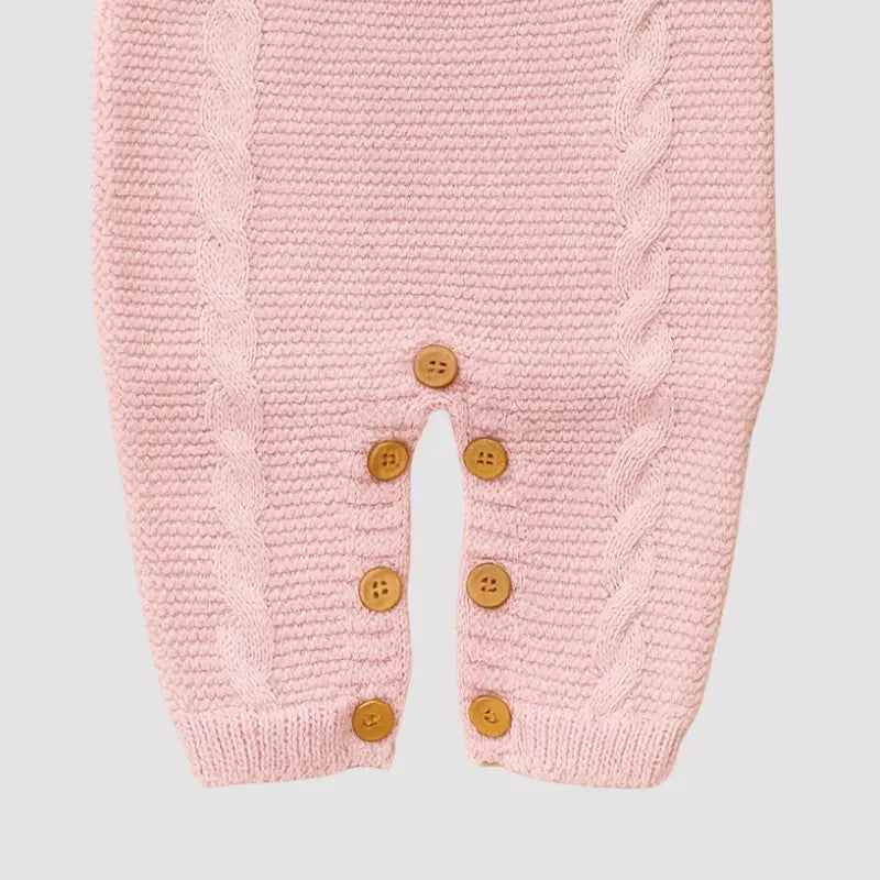Jardineira Bebe Tricot Sweet Rosa