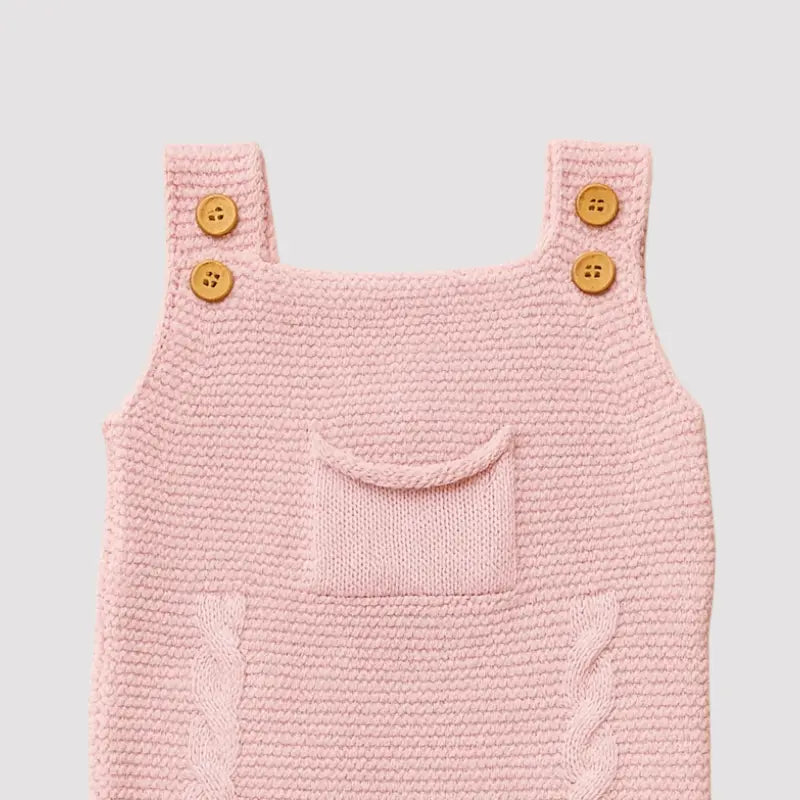 Jardineira Bebe Tricot Sweet Rosa