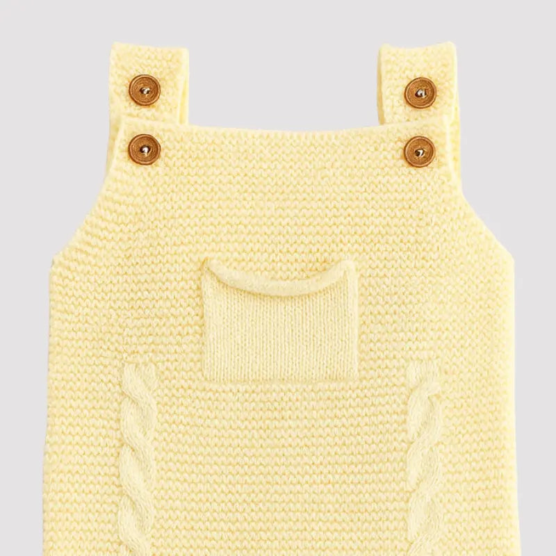 Jardineira Bebe Tricot Sweet Yellow