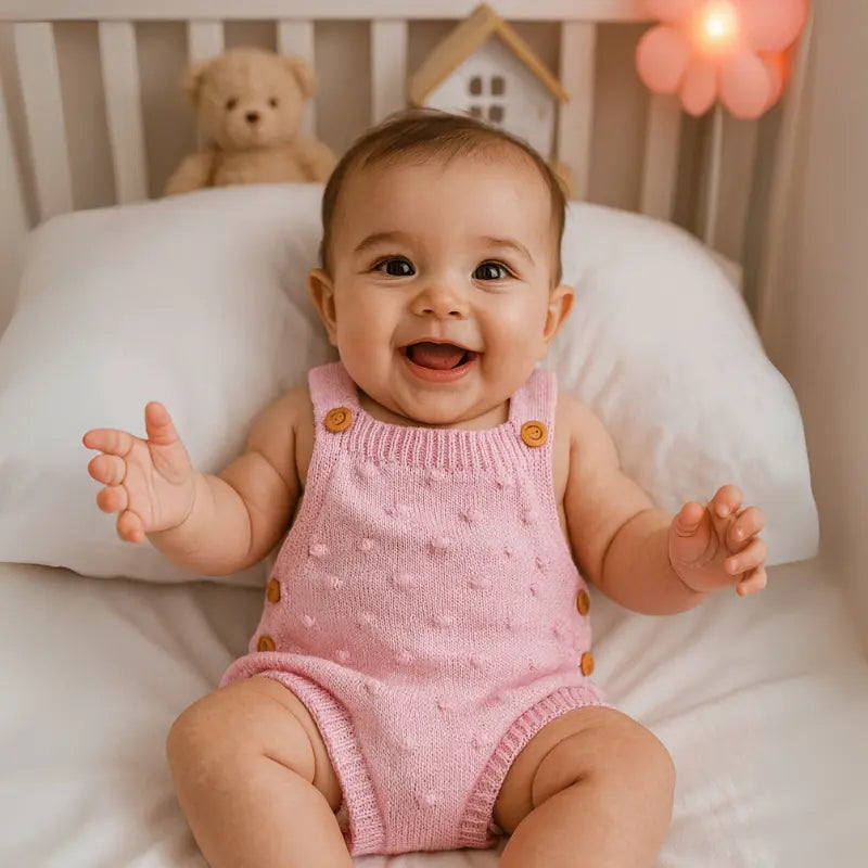Jardineira Tricot Bebe Confort Rose