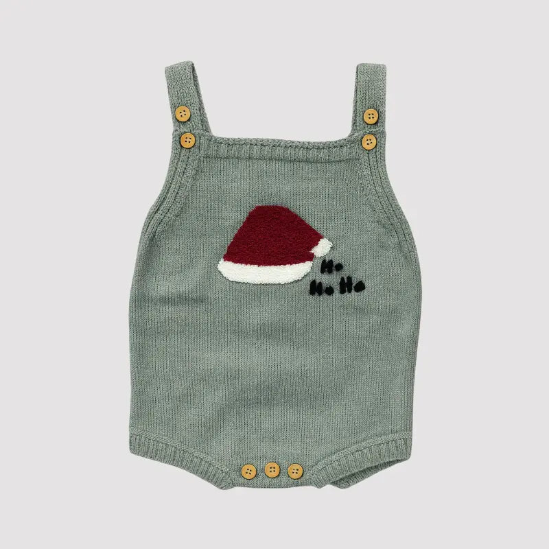 Jardineira Tricot Bebê Noel Musgo