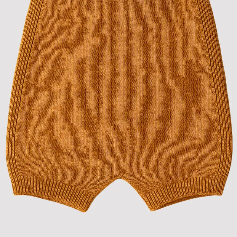 Jardineira Tricot Bebe Rainbow Mostarda