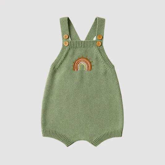 Jardineira Tricot Bebê Rainbow Verde