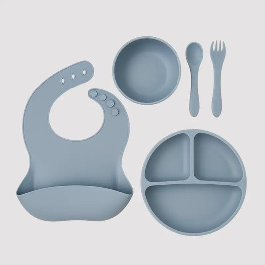 Kit Alimentacao bebe em Silicone Cinza