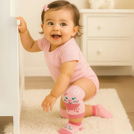 Kit Joelheira Meia Coelinha Rosa