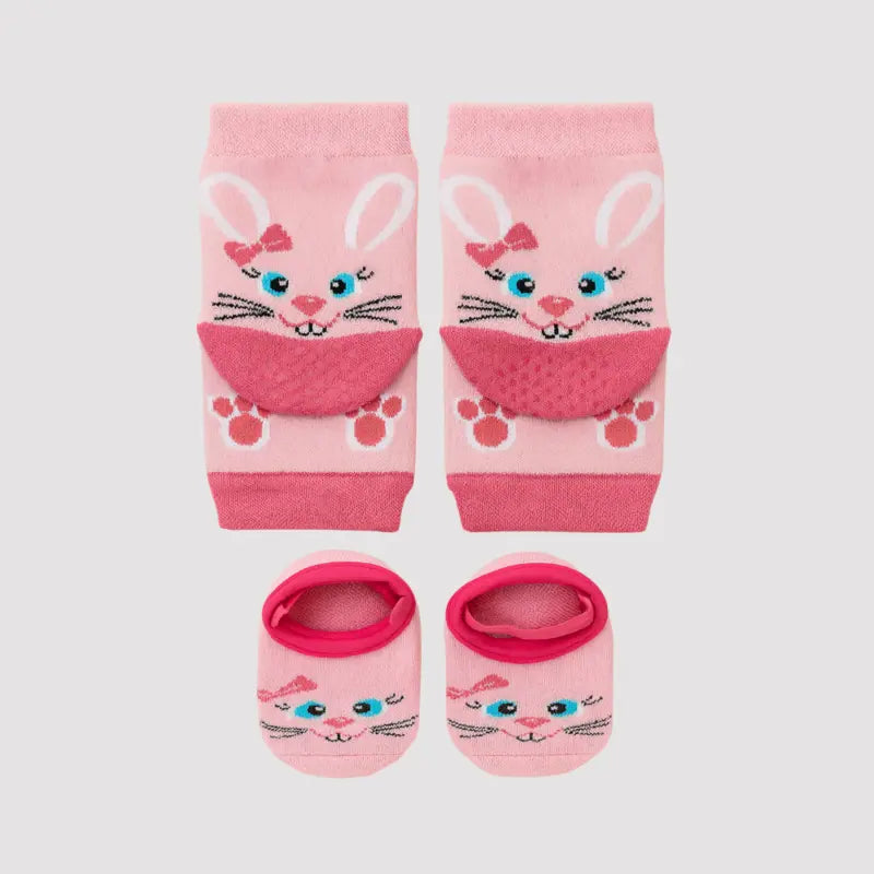 Kit Joelheira Meia Coelinha Rosa