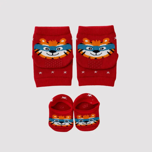 Kit Joelheira Meia Tigre Vermelha