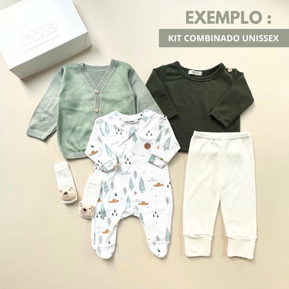 Kit bebê Combinado Exclusivo Unissex 4 peças + 1 Brinde