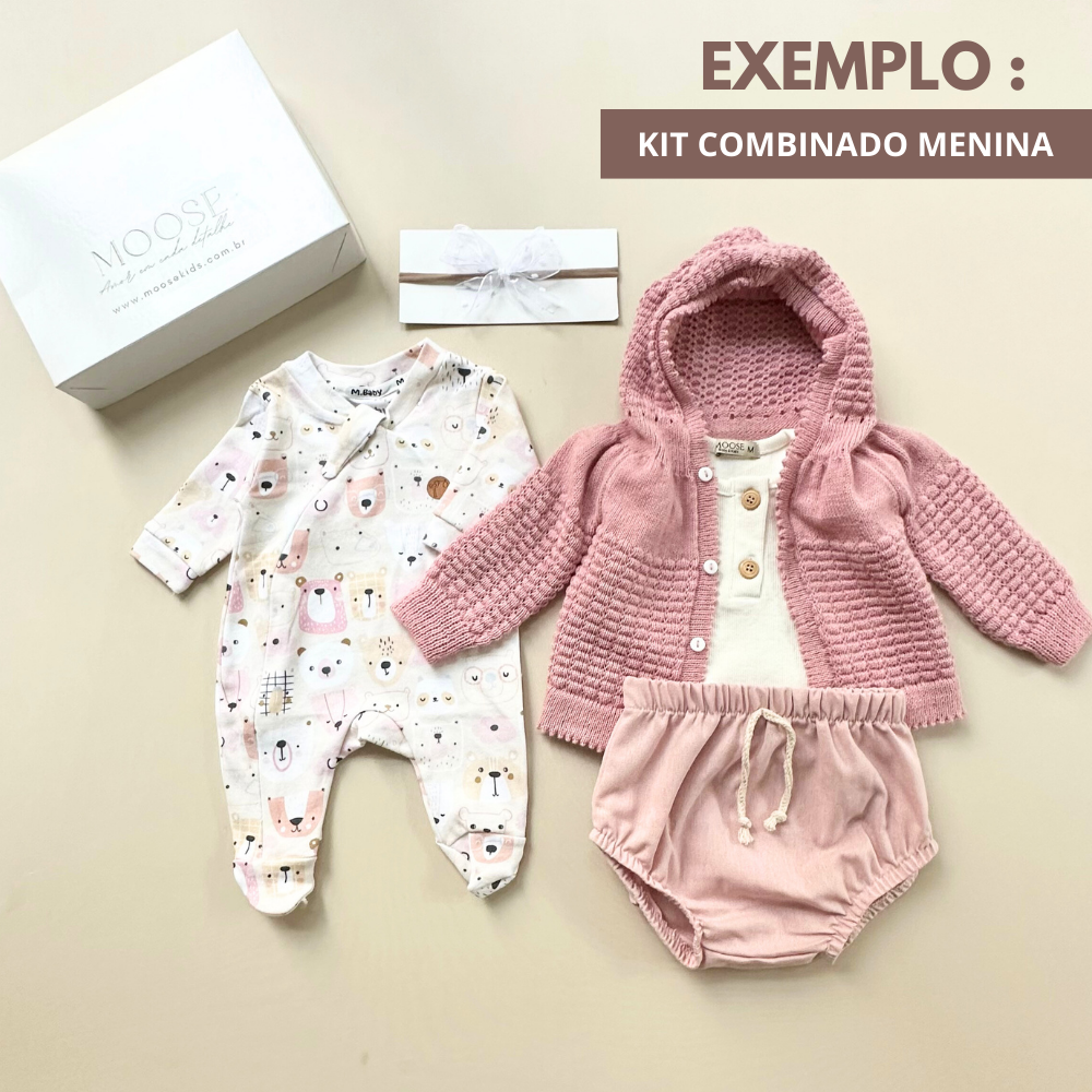 Kit bebê Combinado Exclusivo Menina 4 peças + 1 Brinde