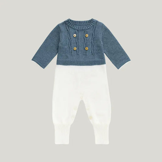Macacão Recém Nascido Saída Maternidade Prince Azul Jeans